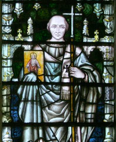 Saint Augustine depicted in stained glass